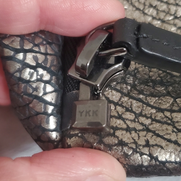 MCM Metallic Gray Cracked Leather Backpack - Picture 16 of 17